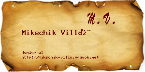 Mikschik Villő névjegykártya